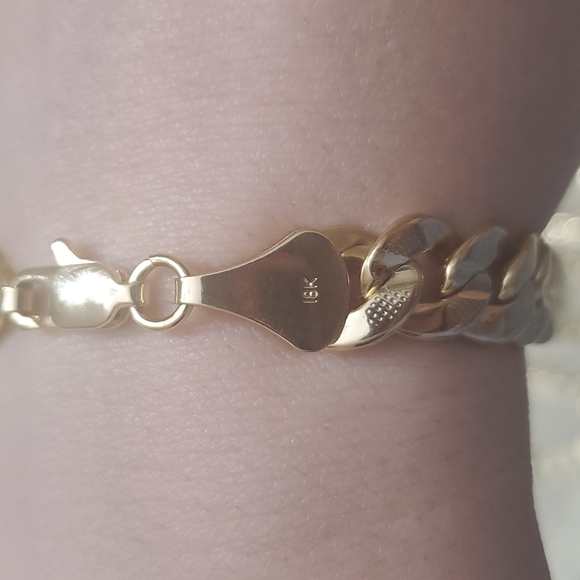 NEW| Stamped 18K Gold Cuban Link Chain Necklace 8mm 24" - Picture 4 of 7